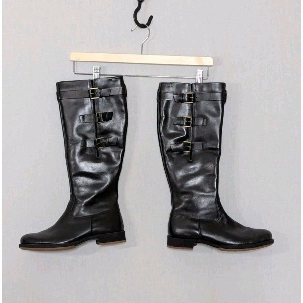 NWOT ECCO Saunter GTX Tall 3 Buckle Tall Leather Riding Boots Black Size 8